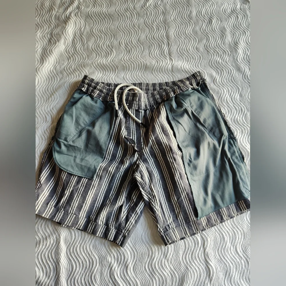 Dockers Alpha Khaki Supreme Flex Shorts Mens Medium Stripe Yacht Nautical Preppy